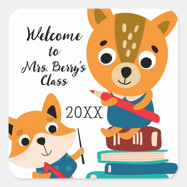 Welcome to Class Teacher Square Sticker (Front)