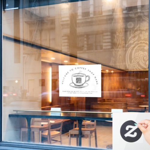 Welcome to Coffee Shop Name QR Code Window Cling