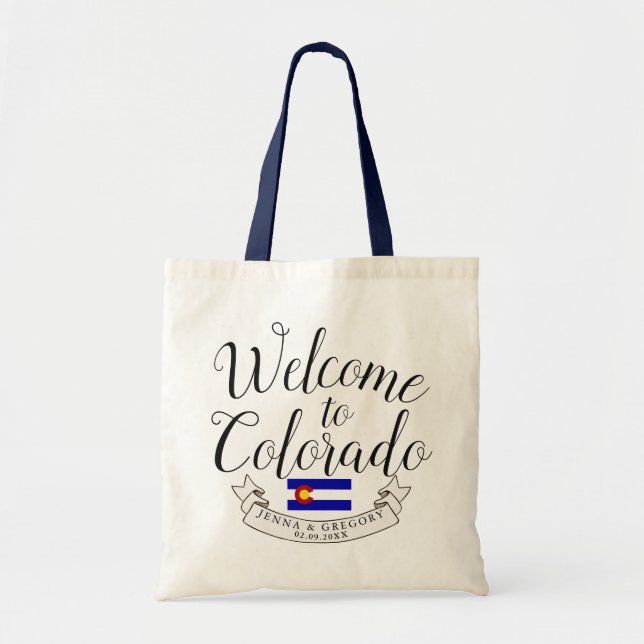 Welcome to Colorado | Destination Wedding Custom Tote Bag (Front)