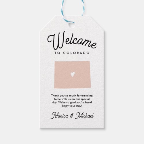 Welcome to COLORADO Wedding ANY COLOR Gift Tags