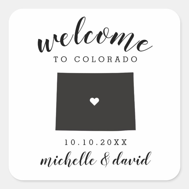 Welcome to Colorado | Wedding custom favor Square Sticker (Front)