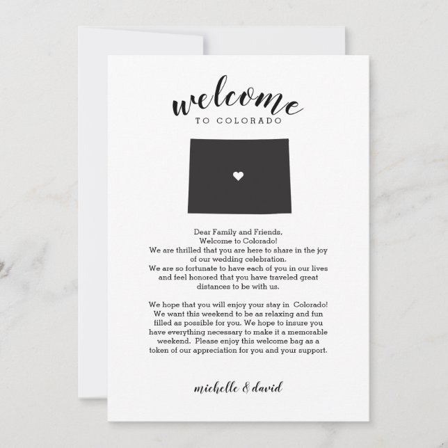 Welcome to Colorado | Wedding Letter & Itinerary (Front)