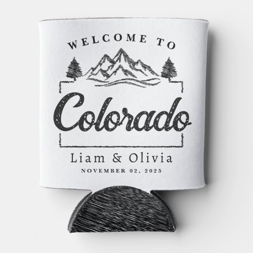 Welcome To Colorado Wedding Minimalist Mountain Can Cooler