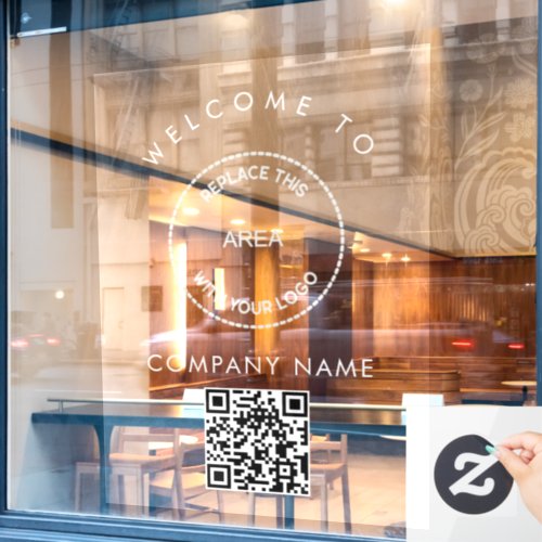 Welcome to Company Name Logo QR Code Window Cling