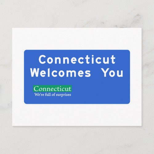 Welcome to Connecticut _ USA Road Sign Postcard
