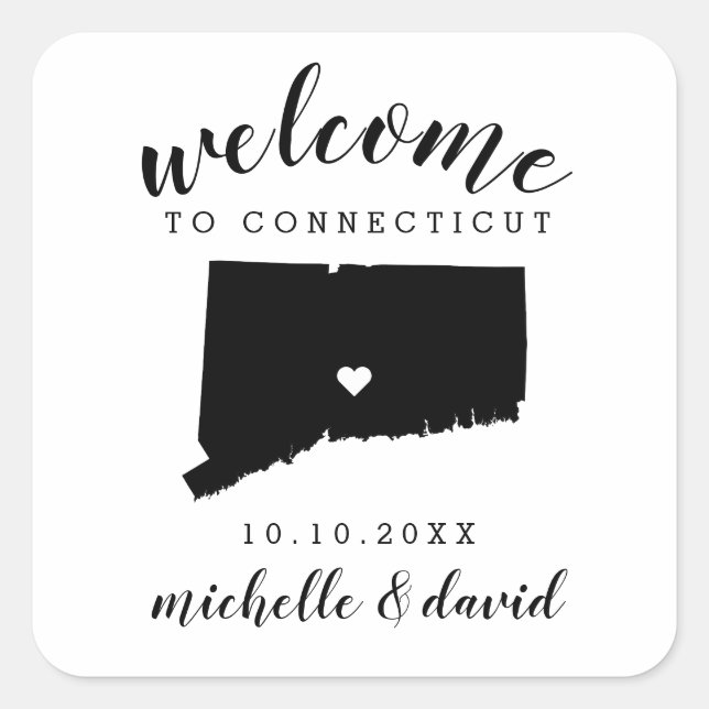 Welcome to Connecticut | Wedding custom favor Square Sticker (Front)