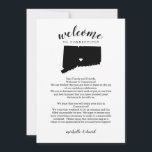 Welcome to Connecticut Wedding Letter & Itinerary<br><div class="desc">One of the best ways to make your out-of-town guests feel special is a wedding welcome letter included in your wedding welcome gifts. Share a welcome message for your Connecticut! wedding guests as well as an itinerary or schedule of the weekend's events. Front features your welcome message with a silhouette...</div>