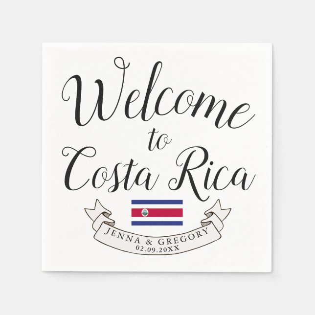 Welcome to Costa Rica | Destination Wedding Napkins (Front)