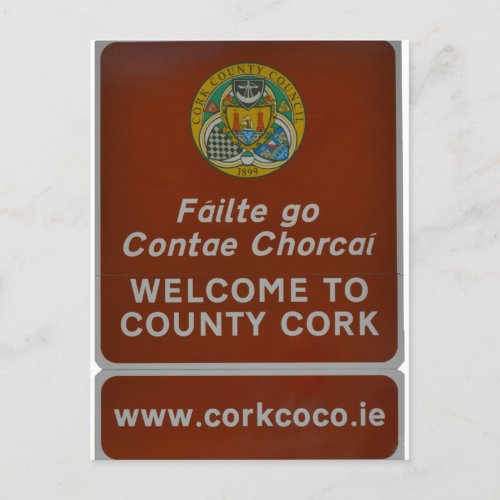 Welcome to County Cork Ireland Postcard