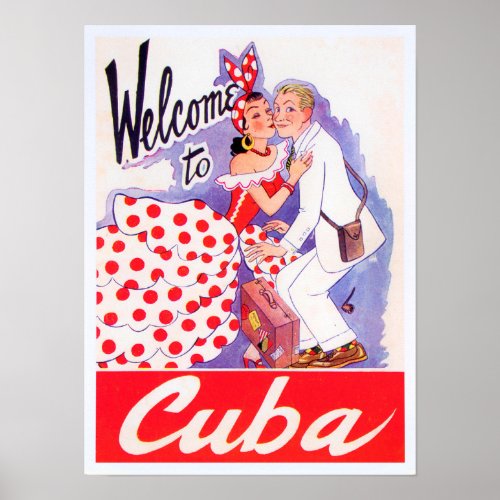 Welcome to Cuba vintage travel poster