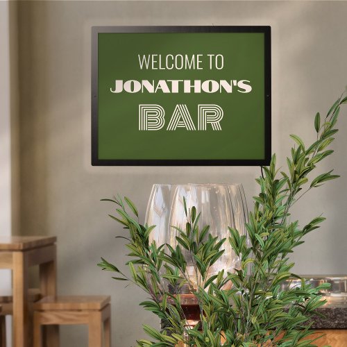 Welcome to Custom Name White Green Bar LED Sign