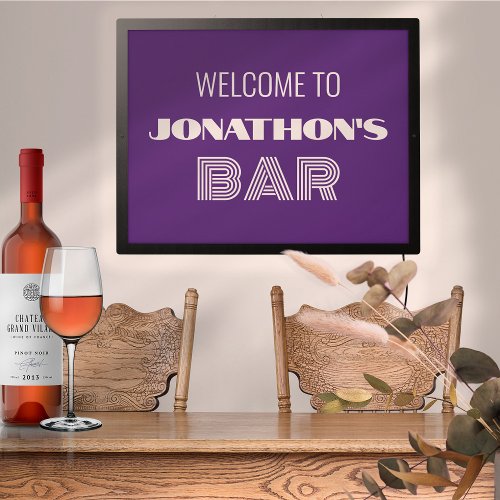 Welcome to Custom Name White Purple Bar LED Sign