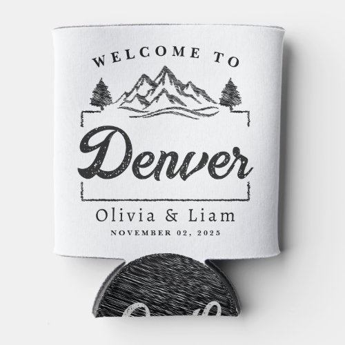 Welcome To Denver Colorado Wedding Minimalist Can Cooler