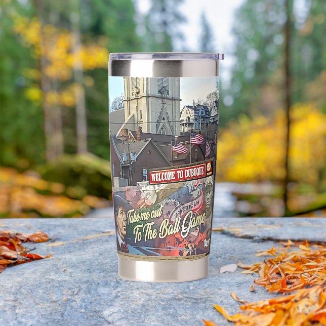 Welcome to Dubuque, Iowa Sign with American Flags Insulated Tumbler (Outdoor)