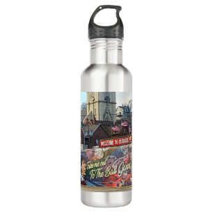 Welcome to Dubuque, Iowa Sign with American Flags Stainless Steel Water Bottle
