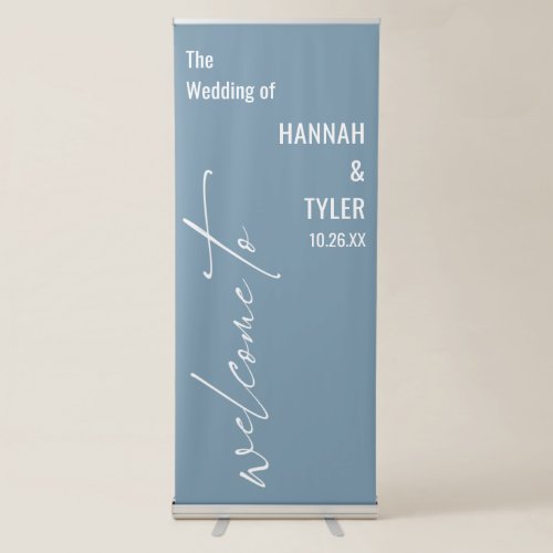 Welcome to Elegant Typography Simple Dusty Blue Retractable Banner