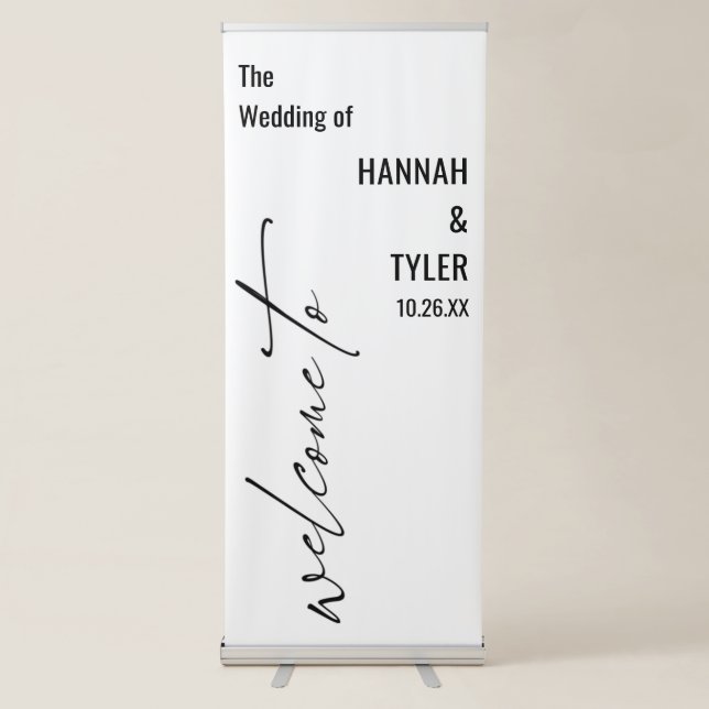 Welcome to Elegant Typography Simple Wedding Retractable Banner (Front)