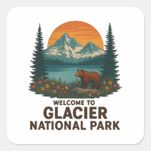 Welcome to Embroidery Glacier National USA Park Square Sticker