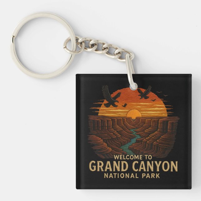 Welcome to Embroidery Grand Canyon National USA  Keychain (Front)