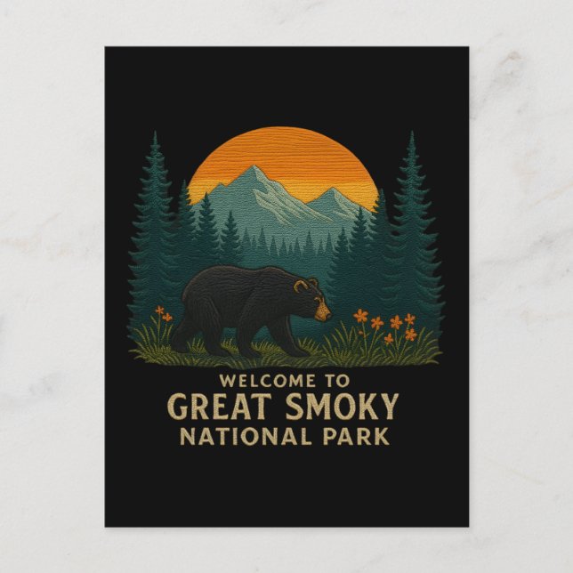 Welcome to Embroidery Great Smoky Mountains Park Holiday Postcard (Front)