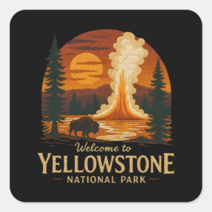 Welcome to Embroidery Yellowstone National USA Square Sticker