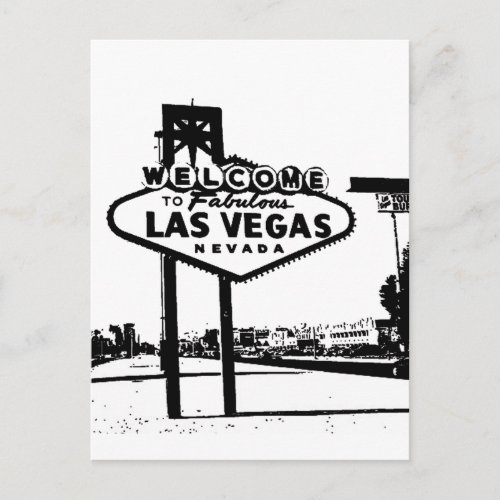 Welcome to Fabulous Las Vegas BW Vector Graphic Postcard