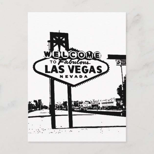 Welcome To Fabulous Las Vegas B&W Vector Graphic Postcard | Zazzle