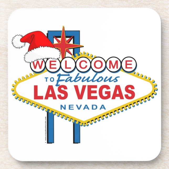 Welcome to Fabulous Las Vegas Christmas Beverage Coaster (Front)