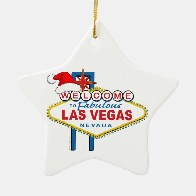 Welcome to Fabulous Las Vegas Christmas Ceramic Ornament (Front)