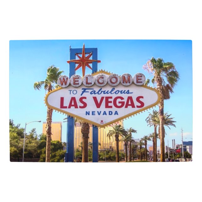 Welcome To Fabulous Las Vegas Door Mat  Metal Print (Front)