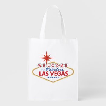 Welcome To Fabulous Las Vegas  Nevada Reusable Grocery Bag by worldofsigns at Zazzle