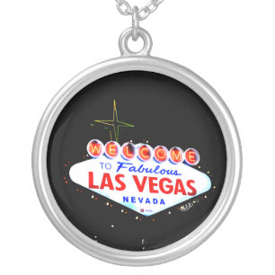 Welcome to Fabuous Las Vegas Nevada Sin City Silver Plated Necklace
