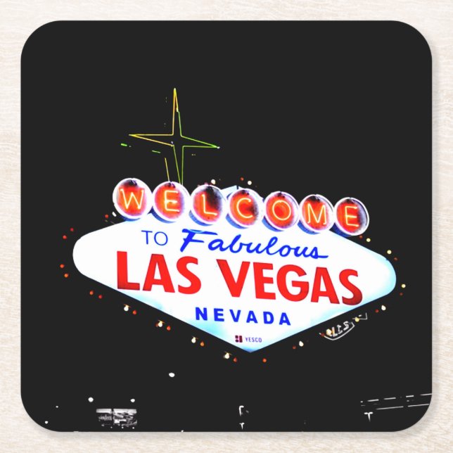 Welcome to Fabuous Las Vegas Nevada Sin City Square Paper Coaster (Front)