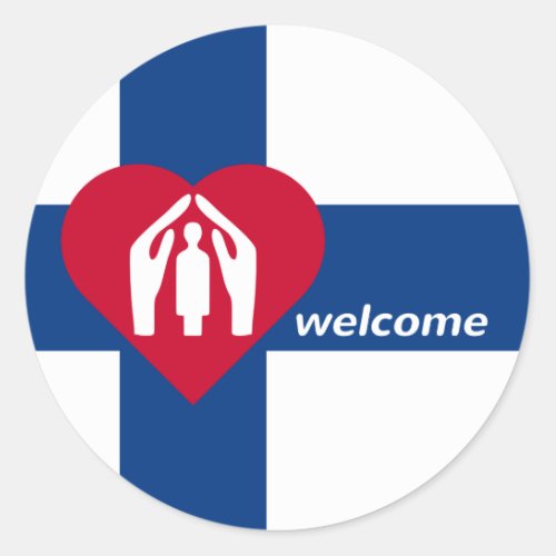 Welcome to Finland CC0846 Refugees Classic Round Sticker