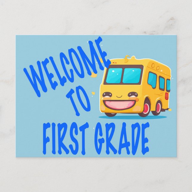 Welcome to First Grade Bus Postcard (Front)
