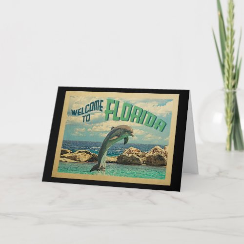 Welcome To Florida Dolphin Vintage Travel Card