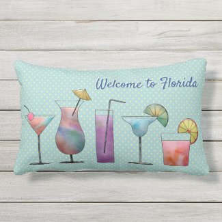 Welcome To Florida Tropical Drinks Lumbar Pillow