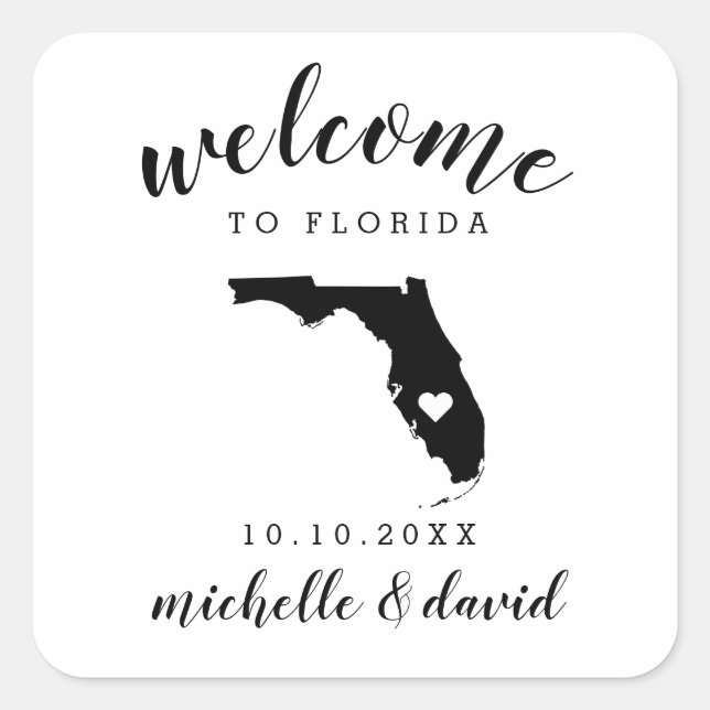 Welcome to Florida | Wedding custom favor Square Sticker (Front)