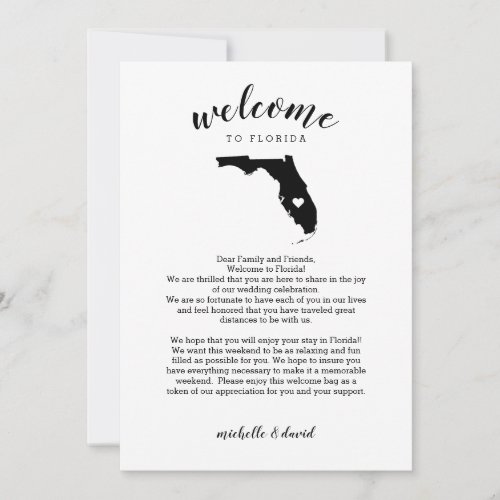 Welcome to Florida  Wedding Letter  Itinerary