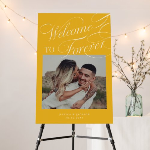 Welcome To Forever Yellow Wedding Photo Sign