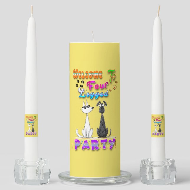 Welcome To Four Legged Party Unity Candle Set (Front)