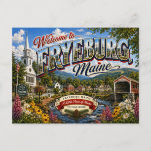 Welcome to Fryeburg Maine Nostalgic Postcard