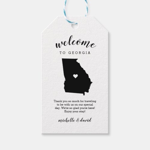 Welcome to Georgia  Calligraphy Wedding Gift Tags