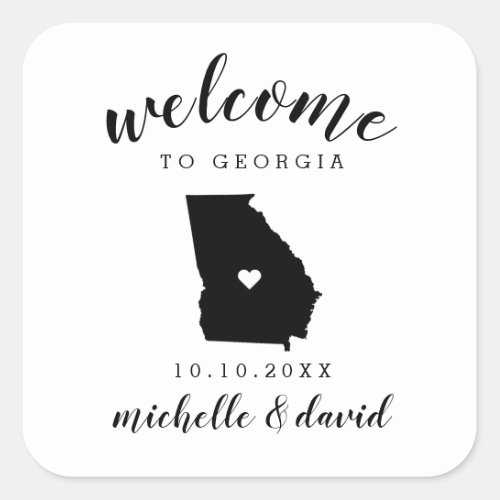 Welcome to Georgia  Wedding custom favor Square Sticker