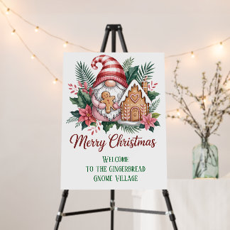 Welcome to Gingerbread Gnome Village Merry Xmas Foam Board