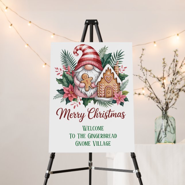 Welcome to Gingerbread Gnome Village Merry Xmas Foam Board (In Situ (Stand))