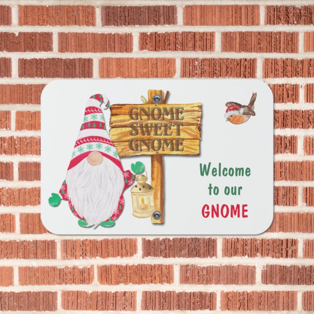Welcome To Gnome Sweet Gnome Metal Parking Sign (In Situ(Brick))