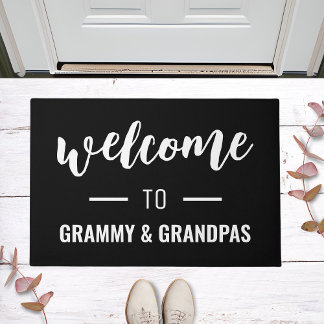 Welcome To Grammy & Grandpas Personalized Black Doormat