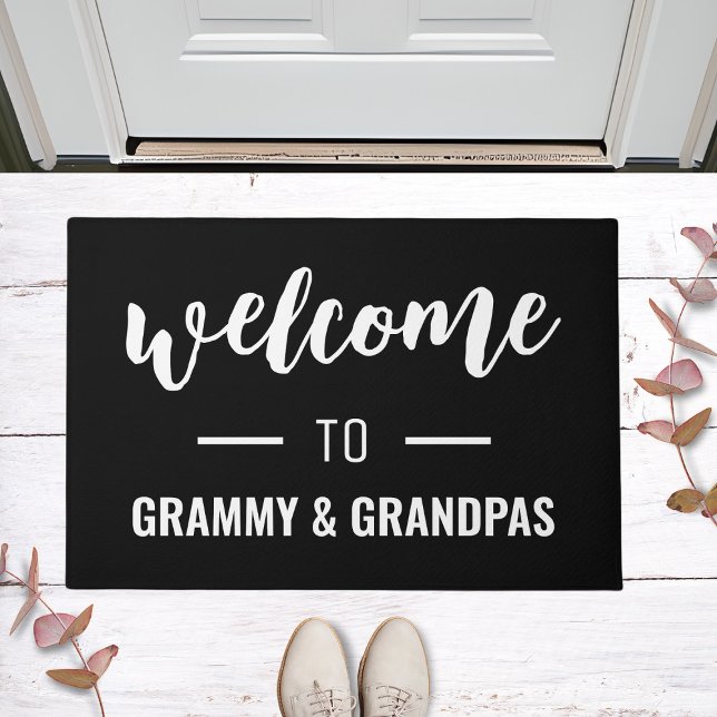 Welcome To Grammy & Grandpas Personalized Black Doormat (Creator Uploaded)