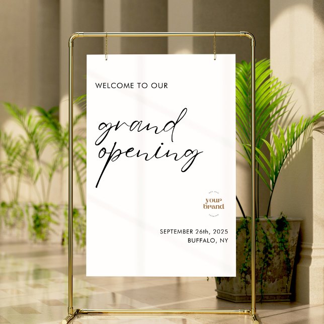 Welcome To Grand Opening White Elegant Logo Event  Foam Board (Creator Uploaded)